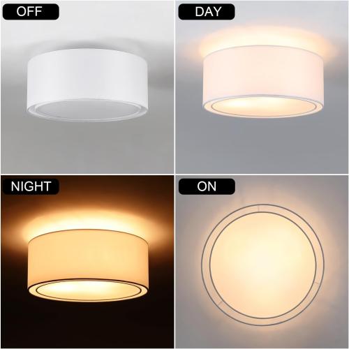 Luupyia 3-Light Double Fabric Drum Ceiling Light Fixture, 12.59 Inches Simple Semi Flush Mount Ceiling Lights with Double Fabric Shade, Modern Drum Chandelier for Bedroom, Hallway E26, 60W