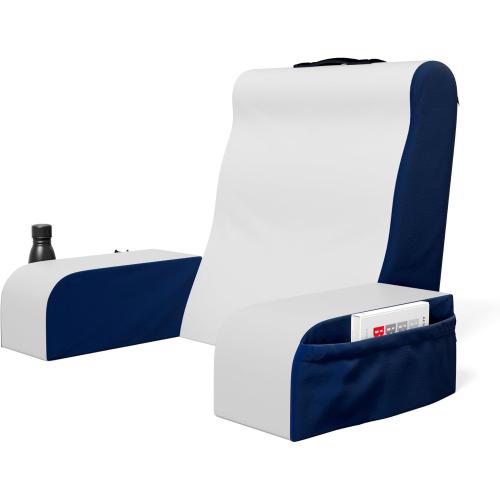 Blue and White 19Inch Wedge Reading Cushion, Back Pillow for Bed Sitting Up, Cushion with Arms for TV Book Gaming Dorm Rooms, Backrest