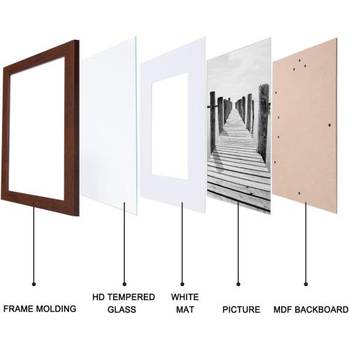 KTKDE 8x10 Picture frame Set of 2,Wine red Wooden Photo Frame 5x7mat or 8x10 Without Mat,Tempered Glass,10 by 8 Studio Gallery frames for Wall or Tabletop Family Friends Wedding Gift ideal gift