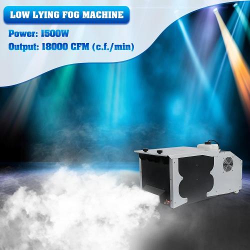 Fog Machine Low Lying, 1500W Smoke Machine Stage Fog Maker Fogger 18000CFM with Remote & Wired control for Halloween Wedding Party Stage Effect