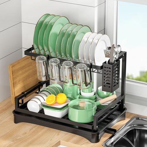 Double Layer Kitchen Counter Organizers Stylish Dish Rack Space Saving Organizers For Kitchen Countertop Organization