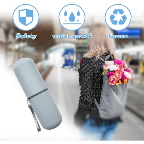 HEIPINIUYE Light Blue Travel Toothbrush Holder, Toothbrush and Toothpaste Travel Case Portable Toothbrush Holder with Cover for Traveling Bathroom Business Camping School