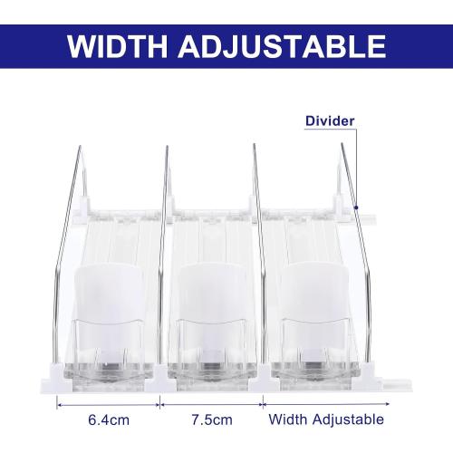 uxcell 3pcs Soda Can Organizer for Refrigerator, Self-Pushing Drink Organizer for Fridge, Width Adjustable Drink Dispenser Beverage Pusher For Pantry Vending Machine, White