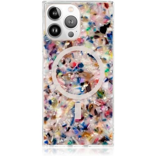 FLAUNT Official Square Protective Case - Compatible with iPhone 16 Pro Max - Compatible with MagSafe & Wireless Charging - Drop-Tested & Shockproof - (Rainbow Confetti Tortoise Shell)