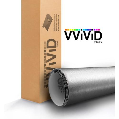 VViViD® XPO Silver Brushed Steel Car Wrap Vinyl Roll with Air Release Technology (10ft x 5ft)