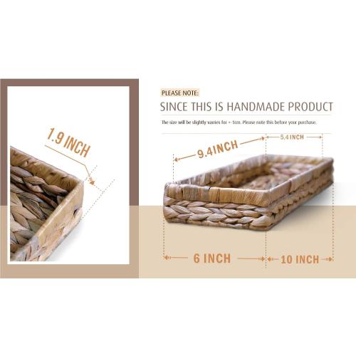 Rustic Woven Seagrass Guest Towel Tray Holder for spa, Farmhouse Water Hyacinth Guest Towel Napkin Holder for Desk