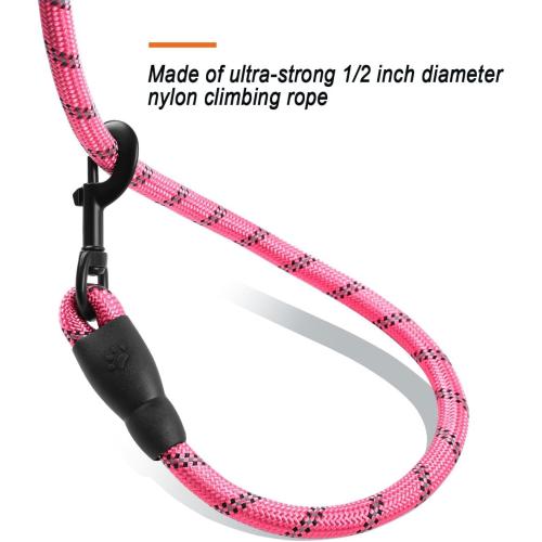BARKBAY Dog Leashes for Large Dogs Heavy Duty Dog Leash 2 Pack 5 FT with Comfortable Padded Handle Highly Reflective Threads for Medium Large Dogs Walking Training Running (5FT-1/2,Pink Black)