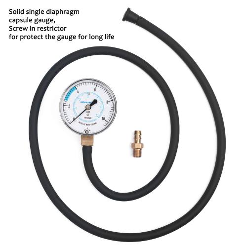 MEASUREMAN Natural Gas or LP Gas Manifold Pressure Test Kit, 0-10 W.C., 1/4 NPT, 40 Length Hose