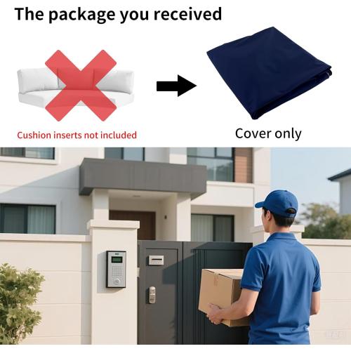 Outdoor Curved Cushion Covers Olefin,Waterproof Half Moon Patio Furniture Sofa Cushions Cover with Non-Slip Bottom,Cover ONLY (Navy Blue, 77 * 40 * 28 * 5.3in)