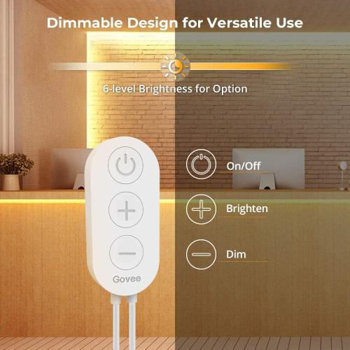 Govee Warm White LED Strip Lights, Bright 300 LEDs, 3000K Dimmable Light Strip 16.4ft with Control Box, LED Lights for Bedroom, Kitchen Cabinets, Living Room, ETL Listed Adapter Included | Bright 300 LEDs, LED Lights for Bedroom, Kitchen Cabinets, Living Room, ETL Listed Adapter Included
