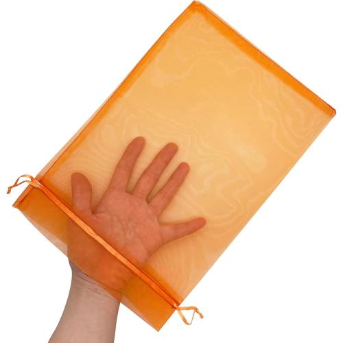 50pcs Drawstring Organza Jewelry Candy Pouch Christmas Wedding Party Favor Gift Bags (8x12, Orange)