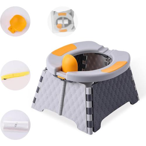 Portable Potty for Toddler Travel, Kids Travel Potty Training Chair with Travel Bag,Baby Potty Training Toilet for Outdoor and Indoor Easy to Clean(Gray) by Yszawmx, Includes 30 Replacement Bags