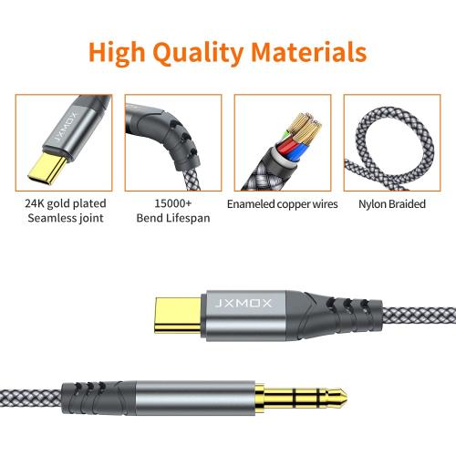 JXMOX USB C to 3.5mm Audio Aux Jack Cable (4ft), Type C to 3.5mm Headphone Car Stereo Cord Compatible with iPhone 17 16 15 Pro Max Air, Samsung Galaxy S25 S24 S23 S22 S21 Note 20, Pixel 9 8, iPad Pro