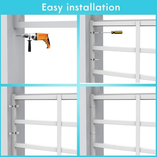 Fixed Window Safety Guard 19”x 54” Adjustable Width Prevents Accidental Falls, Non-Egress, Tamper Resistant Screws Included, White, Single Pack