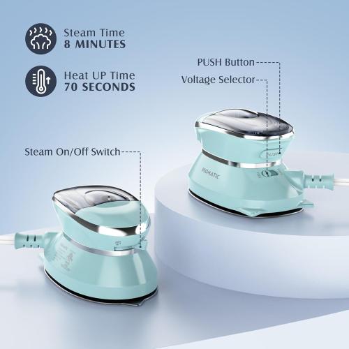 PIOMATIC Travel Iron Mini with Steam for Clothes with Dual Voltage | Portable Mini Ironing Machine with Non-Stick Soleplate, Small Iron for Sewing, Quilting and Handcraft