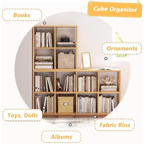 NELYE 4 Cube Organizer Bookcase - Fabric Storage Bins Container, Open Shelf Simple Compartments Bookshelf, White
