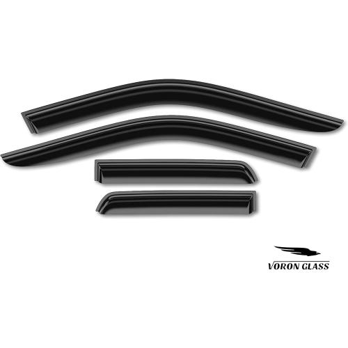 Voron Glass Tape-on Extra Durable Rain Guards for Trucks Dodge RAM 1500 2019-2025 Quad Cab, Window Deflectors, Vent Window Visors, 4 Pieces - 130087