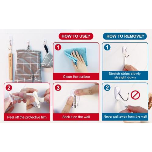 20 Hooks for Hanging Variety Pack,Adhesive Wall Hooks Heavy Duty with 20 Stirps,no Damage Large midium Small Sticky Utility Hooks for Outdoor、Tower、Keys