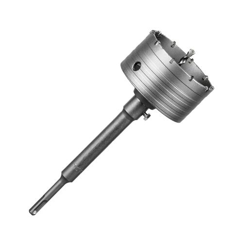 Size 105mm SALI Concrete Hole Saw Kits 4-1/8（105mm） Tungsten Steel Wall Hole Cutter Drill Bit Sets with 220mm SDS Plus Shank Connecting Rod，110mm Center Positioning Drill Bits for Cinder Block,Brick,Adobe Wall
