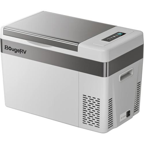 BougeRV 12 Volt Refrigerator With Cover 12V Car Fridge 30 Quart Portable Freezer Compressor Cooler Compressor Freezer, 12/24V DC 110~240V AC, -8℉~50℉ for Truck RV SUV