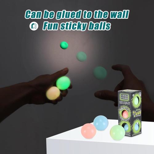 3pcs 2.4in Lumi Balls,Dream Balls,Glow in The Dark Sticky Balls That Stick to The Ceiling,Stress Relievers Stress Balls for Kids and Adults,Elevated Balls,ASMR Cool Stuff for Teens,Stocking Stuffers