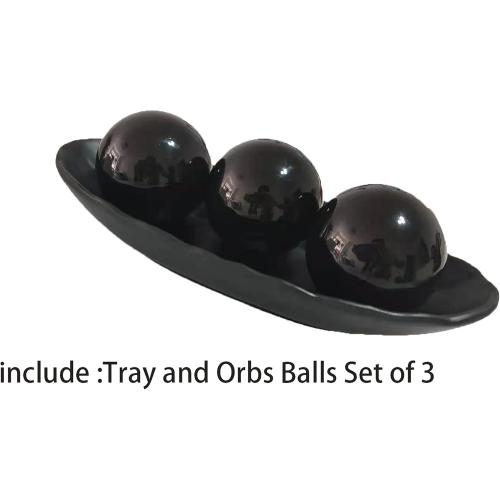 Home Decor Tray and Orbs Balls Set of 3,Ideal Gift for Weddings Special Occasions and for Decorative Accents Centerpiece in Your Living Dining Room Coffee Table,Spheres House Decorations