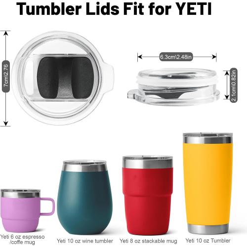 Tumbler Lids for YETI 6 oz/ 8oz/ Stackable Mug & Yeti Rambler 10 oz Tumbler Lid, MagSlider Lids for Yeti Espresso/Coffee Mug 6oz, Replacement Lid for Ye-ti Rambler 10 oz Wine Tumbler (4 Pack)