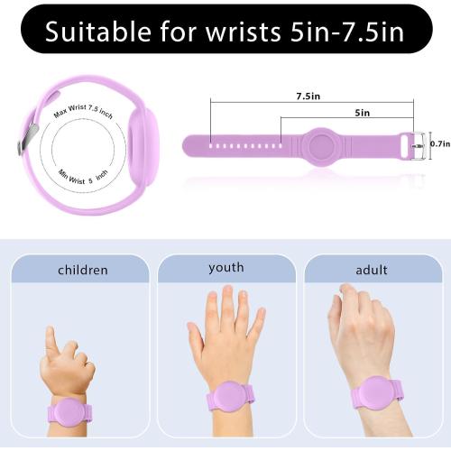 Bracelet for AirTag 2nd Gen (2026) & 1st for Kids, Waterproof for air tagholder with Soft Silicone, Full Coverage Anti-Lost Hidden Wristband Accessories Watch Band for Child, Light Purple