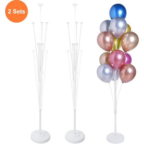 2 Sets of Balloon Stand Kit - 62in Balloon Stands with Base, Balloon Sticks, Decorations for Party Birthday Wedding Baby Shower Gender Reveal Graduation