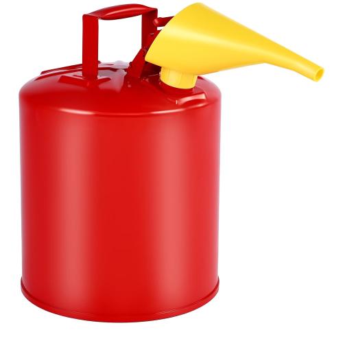 VEVOR Safety Gas Can, 5 Gallon Type I Red Metal Container for Liquid Material with Stainless Steel Flame Arrester, Self-Closing Lid & PE Funnel, Carbon Steel Flammable Saving with Handle
