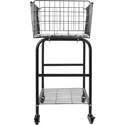 Rolling wire Laundry Basket with Wheels,Metal luandry cart for Room Organizer, garment laundry and storage (Black)