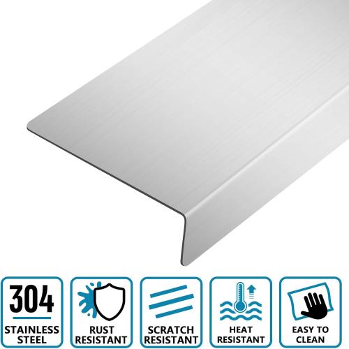 304 Stainless Steel Universal Gap Filler, 36'' x 3'' x 1'' Gap Cover for Kitchen Cabinet, Wall and Oven, Microwave, Fridge, Range, Hood, Cooktop (Brushed Nickel)