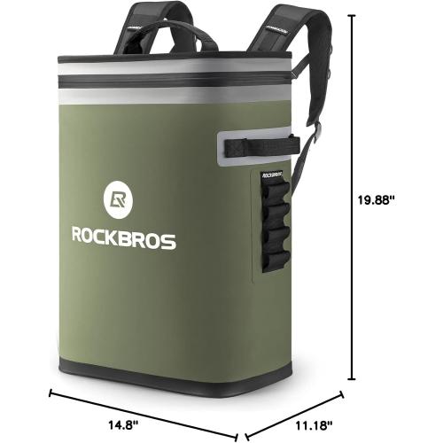 ROCKBROS Backpack Cooler Leak-Proof Soft Sided Cooler Waterproof Insulated Backpack Cooler Bag 36 Can Soft Cooler for Camping Fishing Party Outdoor Adventure Picnic