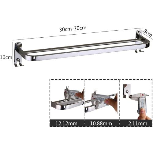 Towel Rail Double Bath Towel Rack Stainless Steel Towel Shelves with Hooks Wall Mounted Towel Holder Towel Bar for Kitchen Bathroom 30cm-70cm (Size : 70cm)