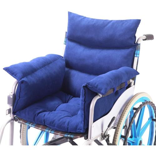 Wheelchair Cushions，Pressure Pain Relief Accessories with Armrest Covers. Supports Coccyx & Back, Non-Slip. Fits 18 Wheelchair with Full Arms, Blue.