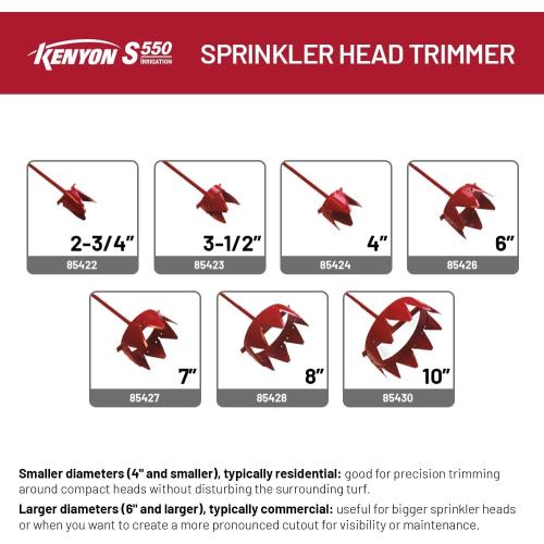 Red Kenyon 4 Diameter Sprinkler Head Trimmer, 5/8 Steel Rod Shaft, 85424