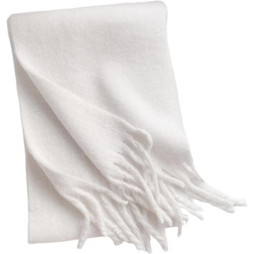 White Scarf 15 X 91 Large Soft Winter Scarf For Women Thicken Warm Scarves With Tassel Elegant Fluffy Scarves Blanket Classic Neck Scarf For Women Girls Cold Weather,Winter Scarf