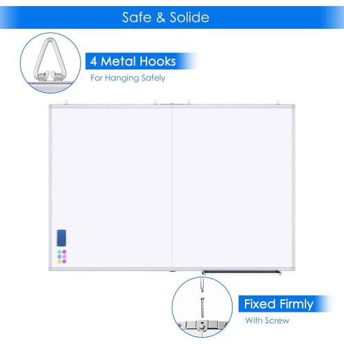 White Board Dry Erase 60 x 36，maxtek Large Magnetic Whiteboard 5' X 3' Dry Erase Board Foldable with Long Marker Tray for Wall-Mounted Aluminum Memo Board Supplies for Class Office & Home