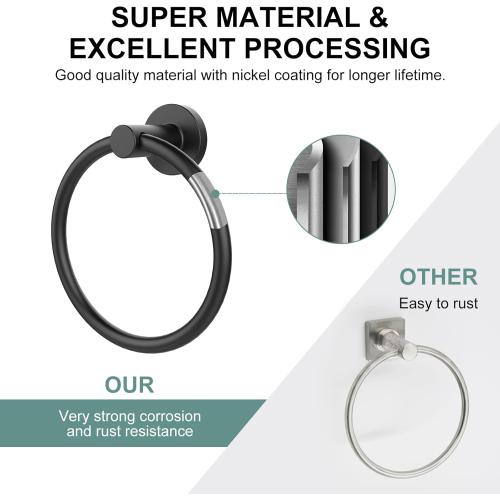 SetSail Towel Holder for Bathroom Wall Matte Black Towel Ring Stainless Steel Hand Towel Holder Heavy Duty Towel Hanger for Bath, Kitchen