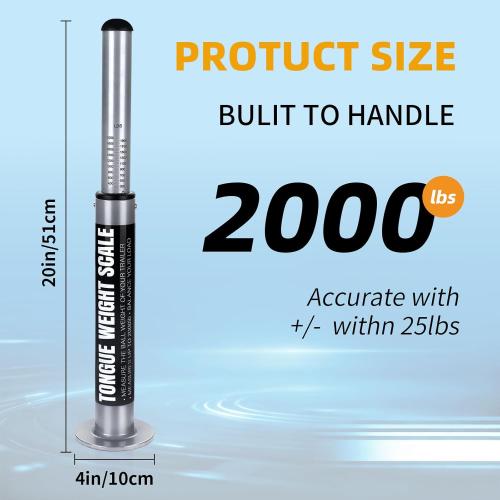 Trailer Tongue Weight Scale 2000 lbs Capacity – RV Hitch Load Gauge with Waterproof Storage Case – Portable Towing Safety Tool Accessories Kit for Trucks, Travel Trailers, Campers, Cargo & Boat