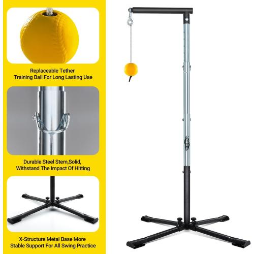 Baseball Softball Batting Tee with Tethered Ball, Auto Reset Baseball Swing Trainner, Softball Hitting Trainner, Height Adjustable 20-45 inches Hitting Tee Improve Swing Power,Accuracy