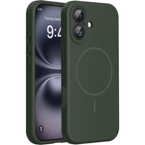 Miracase Silicone & Magnetic for iPhone 16 Case, Dark Green