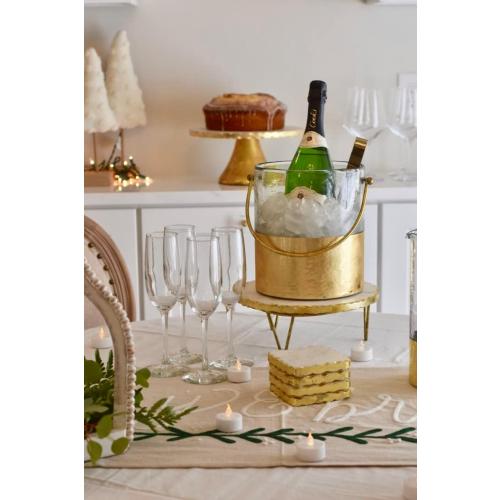 Mud Pie Marble and Gold Edge Riser Set, small 3 x 8 dia | large 4 x 10 dia