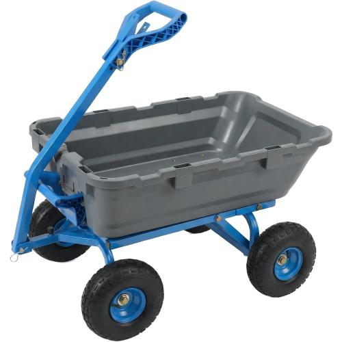 Sekey 1000lbs Garden Dump Cart for Seniors, Capacity Yard Wagon with Rubber Tires, Quick-Release Dumping & Easy-Maneuver Handle for Soil, Rocks, and Firewood, Gray