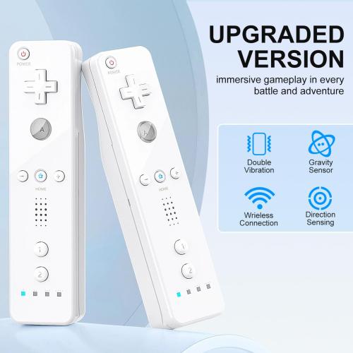 MOLICUI Wii Remote Controller,Wii Controller 2 Pack With Wrist Strap and Silicone Case,White