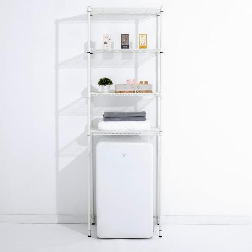 Zvyteay 4 Tier Mini Fridge Shelf Adjustable Height Storage Shelf Metal Storage Rack Mini Fridge and Microwave Stand for Dorm, Kitchen, Office, White