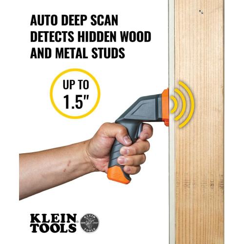 Klein Tools ESF100 Electronic Stud Finder and Wall Scanner with Bubble Level, for Wood and Metal Studs, Bright Green LEDs, Batteries Included