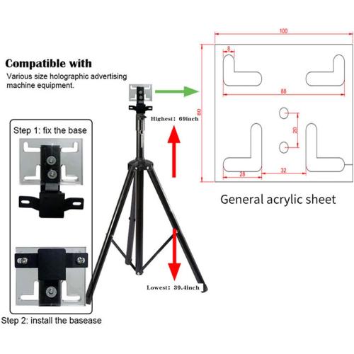 3DHologramFan Stand with Multi-Function Base, Height 39.4 to 69 Inch, 150 Pounds Load-Bearing for A Variety of 3D Rack