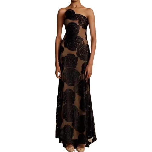 Small /medium Women's Formal Bodycon Long Dress Elegant Party Wedding Floral Lace Embroidered Gown Maxi Evening Dress