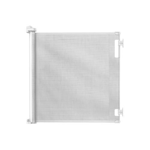Retractable Baby Gate Perma Child Safety 33 Tall x 55” Wide, Mesh, for Stairs, Doorways, Dogs, Pets, Indoor, Outdoor, One-Handed Operation, Locking, Easy Install, Hardware Mount, White